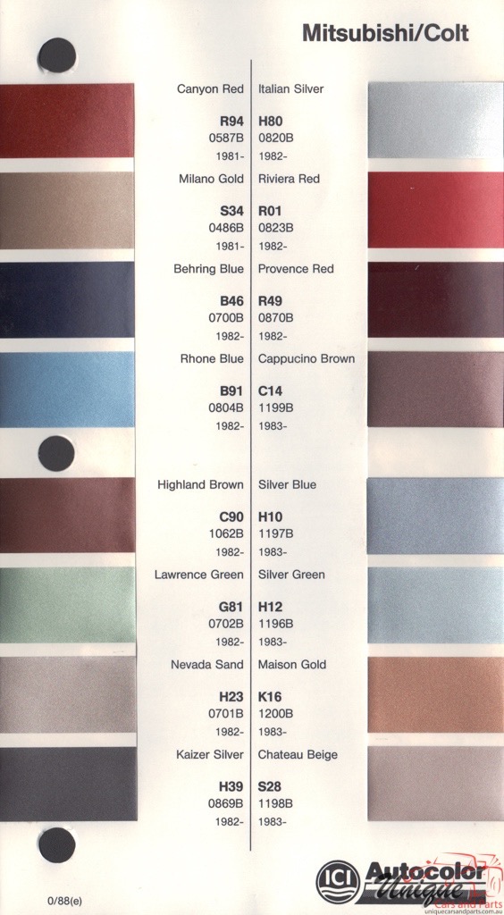 1981 - 1985 Mitsubishi Paint Charts Autocolor 2